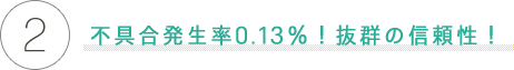 不具合発生率0.13％！抜群の信頼性！